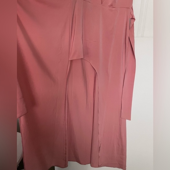 Lovers & Friends CHICHIRA GOWN Pink satin faux wrap plunge neck maxi gown m - Picture 11 of 12